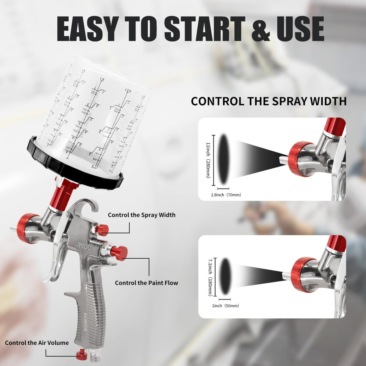 KCNKCN R500 LVLP nozzle 2.0mm for thicker coatings and primers