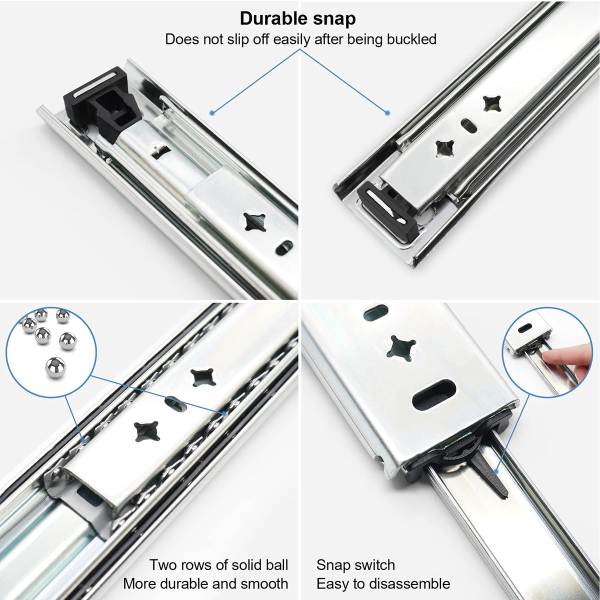 KCOLVSION 3-fold full-extension rail enables full access and easy drawer realignment.