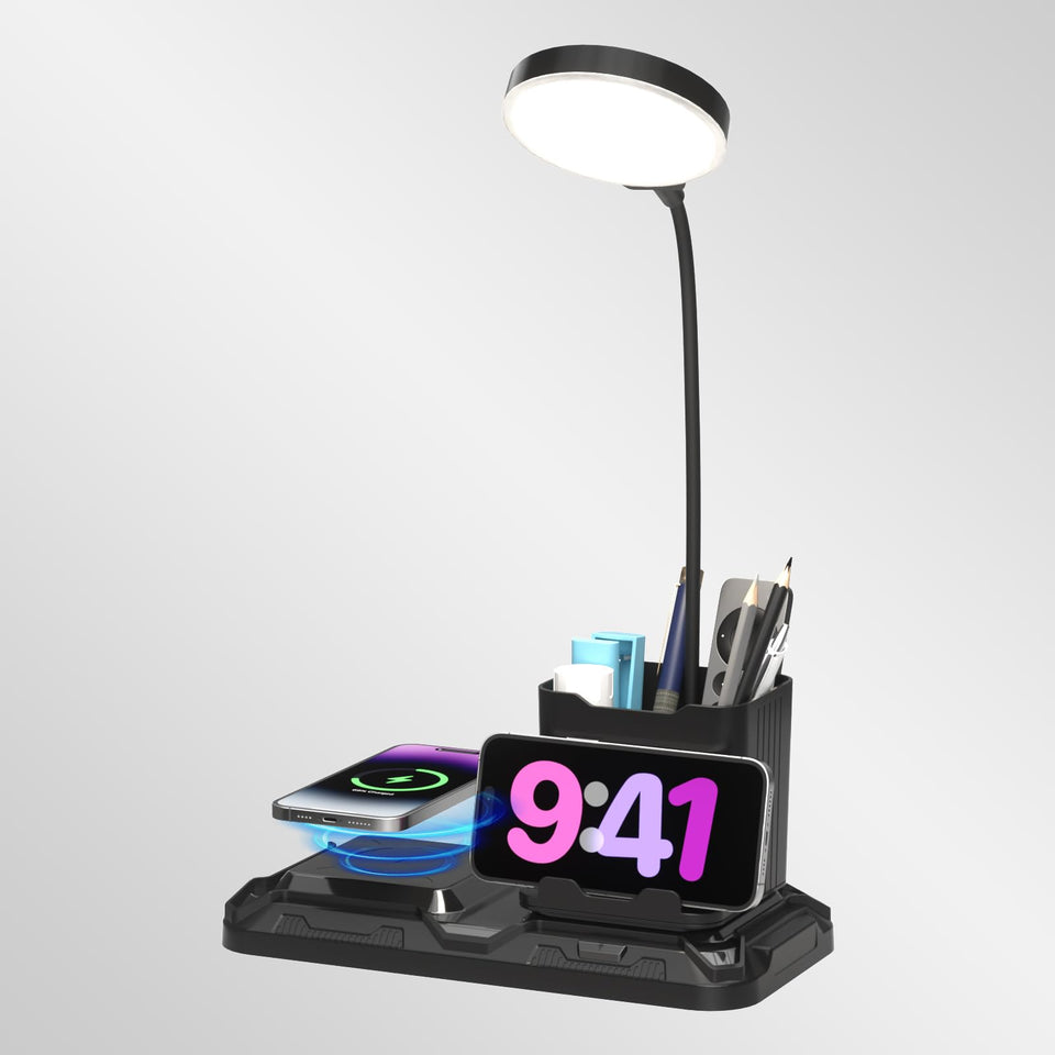 KDD 4-in-1 desk lamp with wireless charger for convenient lighting and charging