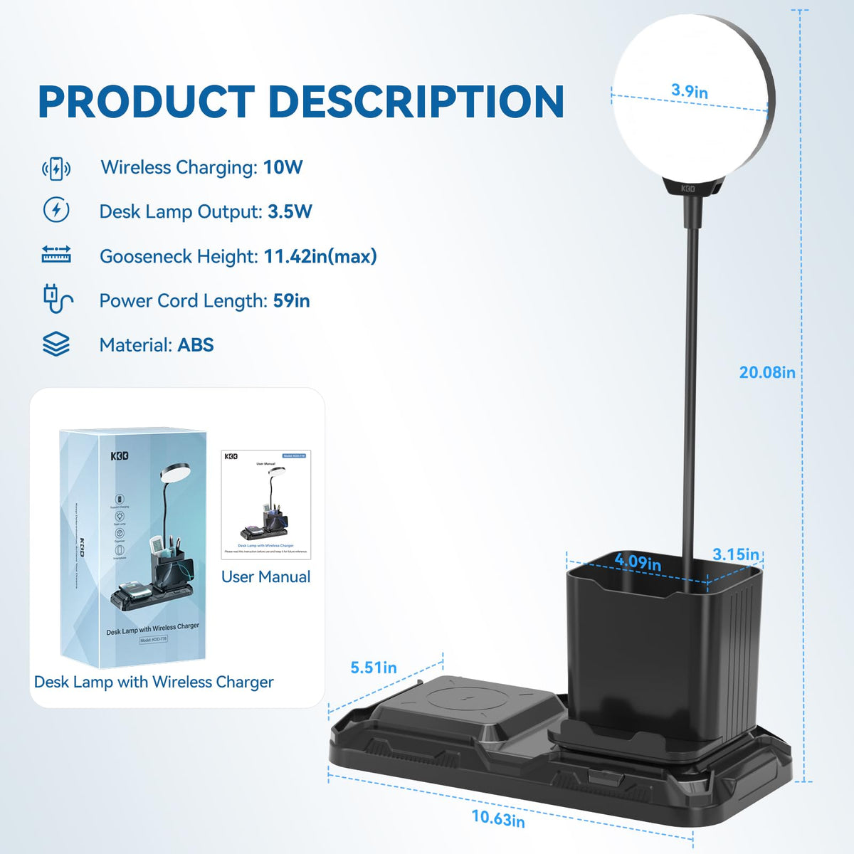 KDD dorm desk setup combines lighting, charging, and storage in one