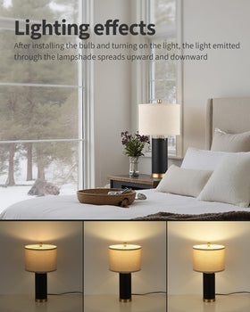 KDG black PU leather lamp with pull cord for easy bedside control.