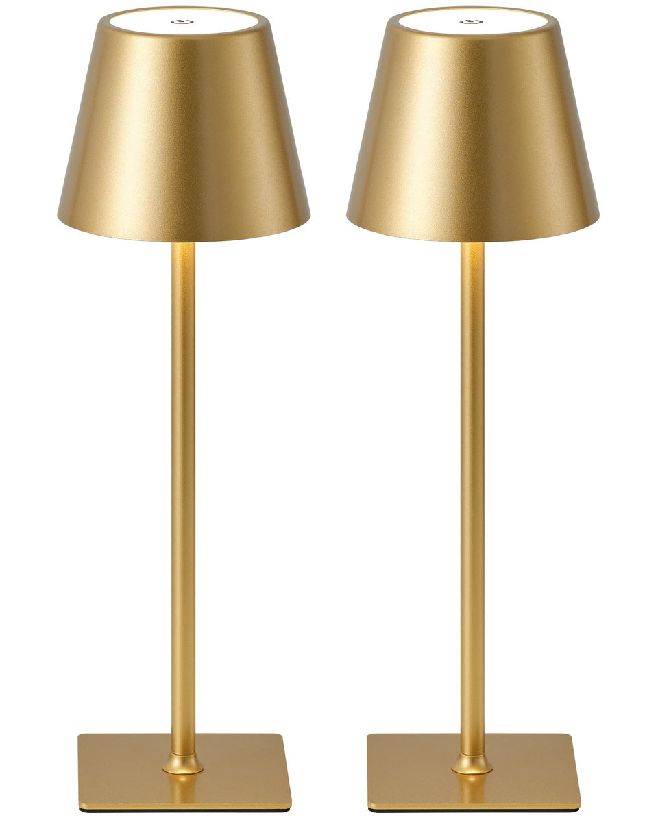 KDG 2-pack cordless desk lamp in gold finish for home decor.