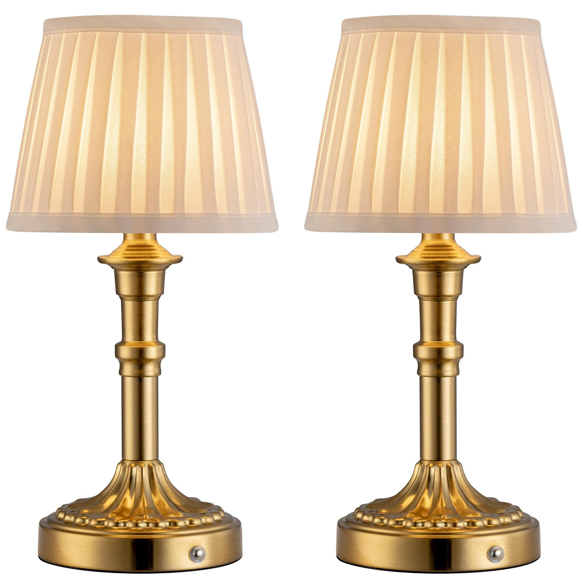 KDG cordless portable table lamp in gold front view for warm ambient lighting