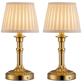 KDG cordless portable table lamp in gold front view for warm ambient lighting