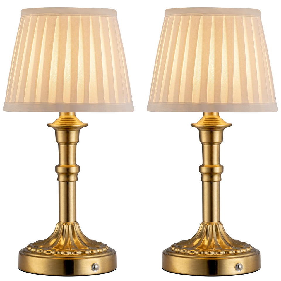 KDG cordless portable table lamp in gold front view for warm ambient lighting