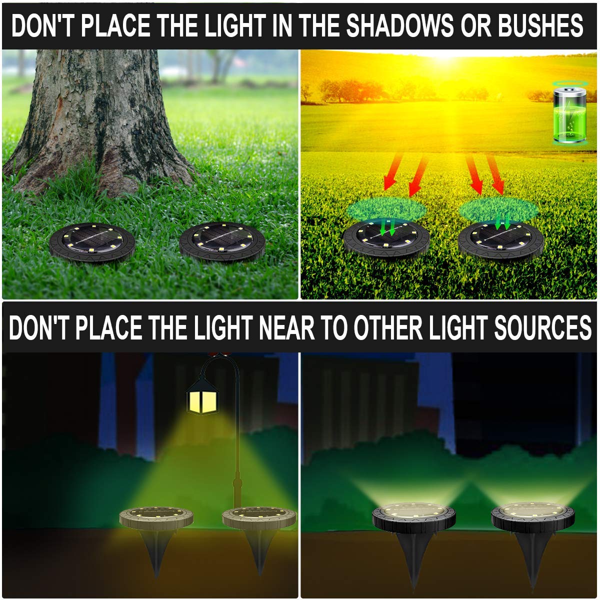 KDORRKU easy-install solar pathway lights with ground spikes