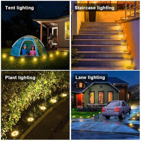 KDORRKU patio light creates warm glow along patios and garden edges