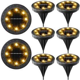KDORRKU solar LED disk light pack with stake installation for easy outdoor lighting