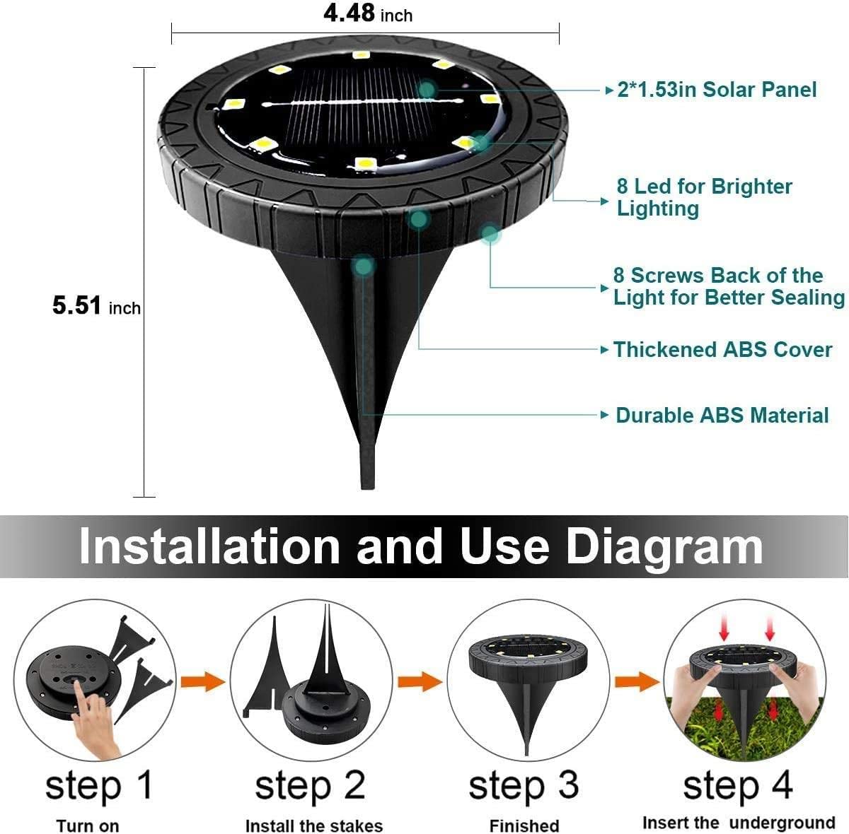 KDORRKU yard light easy, tool-free installation without wiring