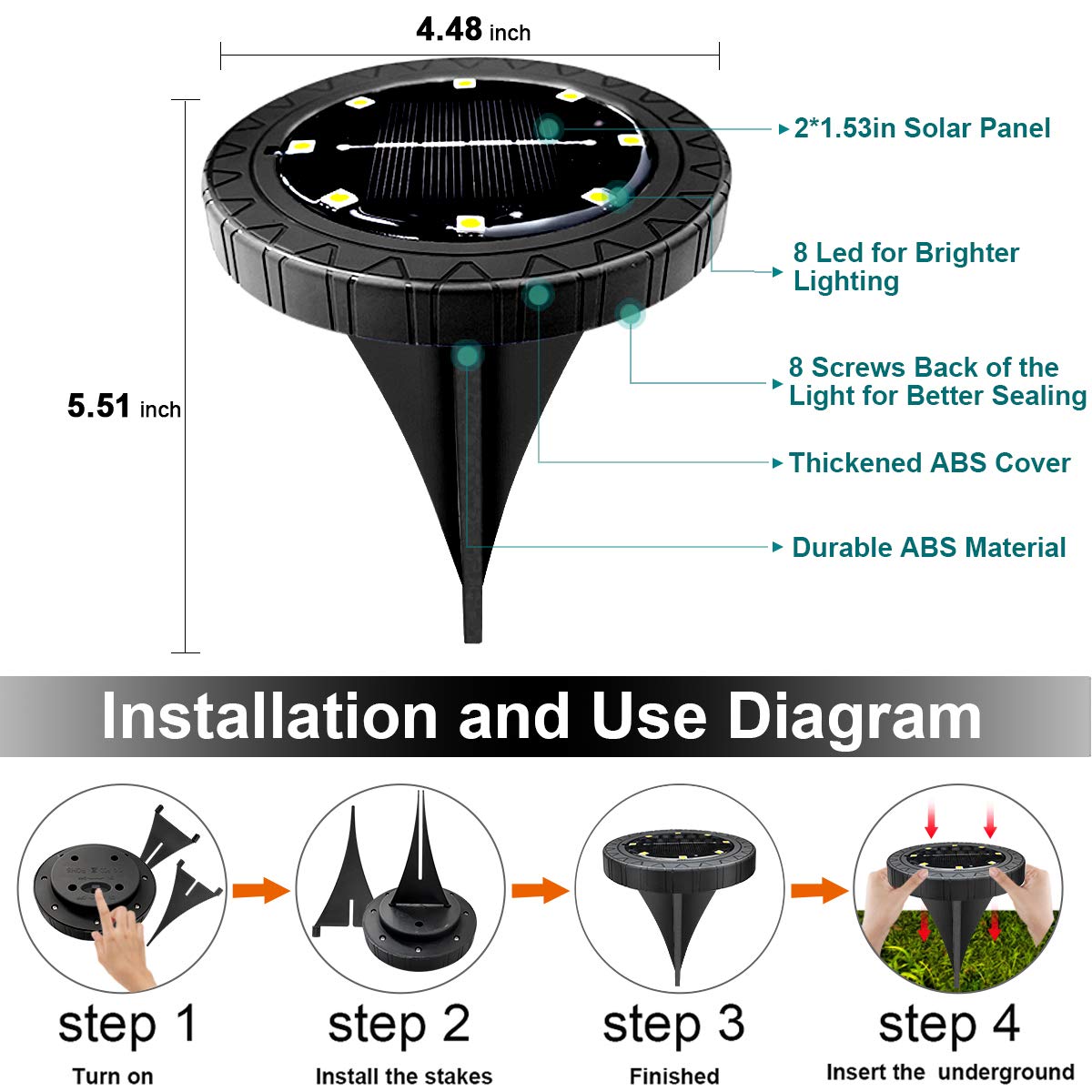 KDORRKU wear-resistant dusk-to-dawn disk lights illuminating pathways