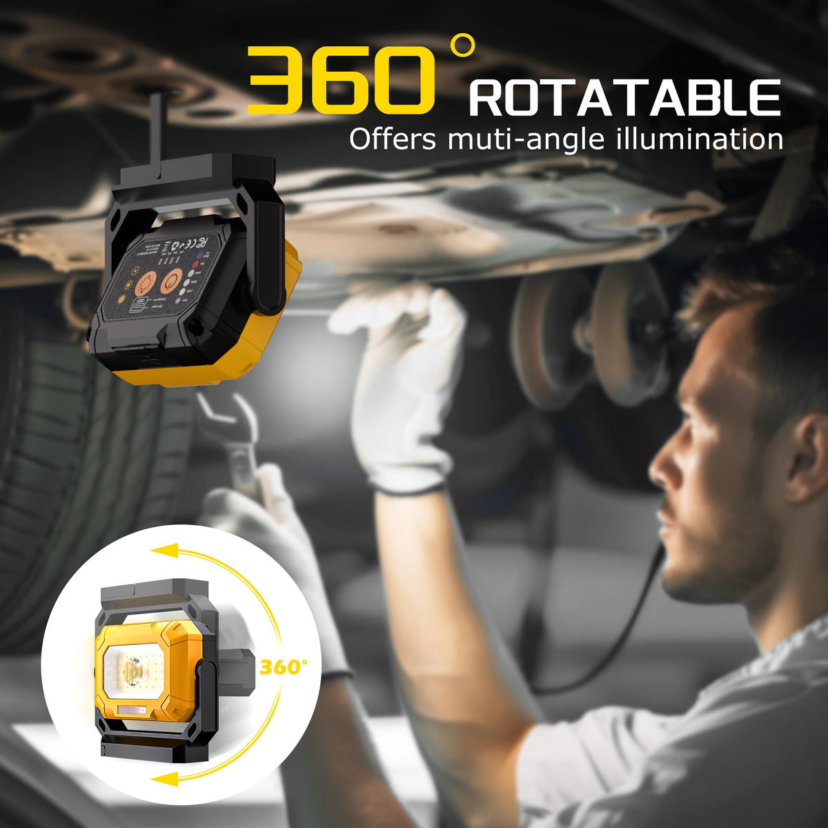 Keadeso rotating magnetic stand provides multi-angle lighting for under-hood repairs.