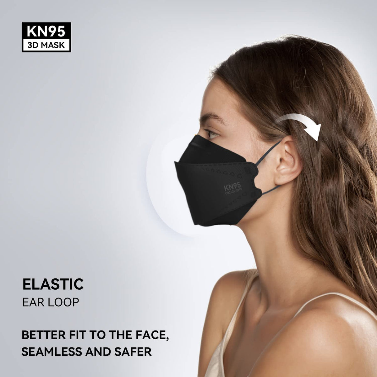 Keangs KN95 mask adjustable nose clip and secure ear loops