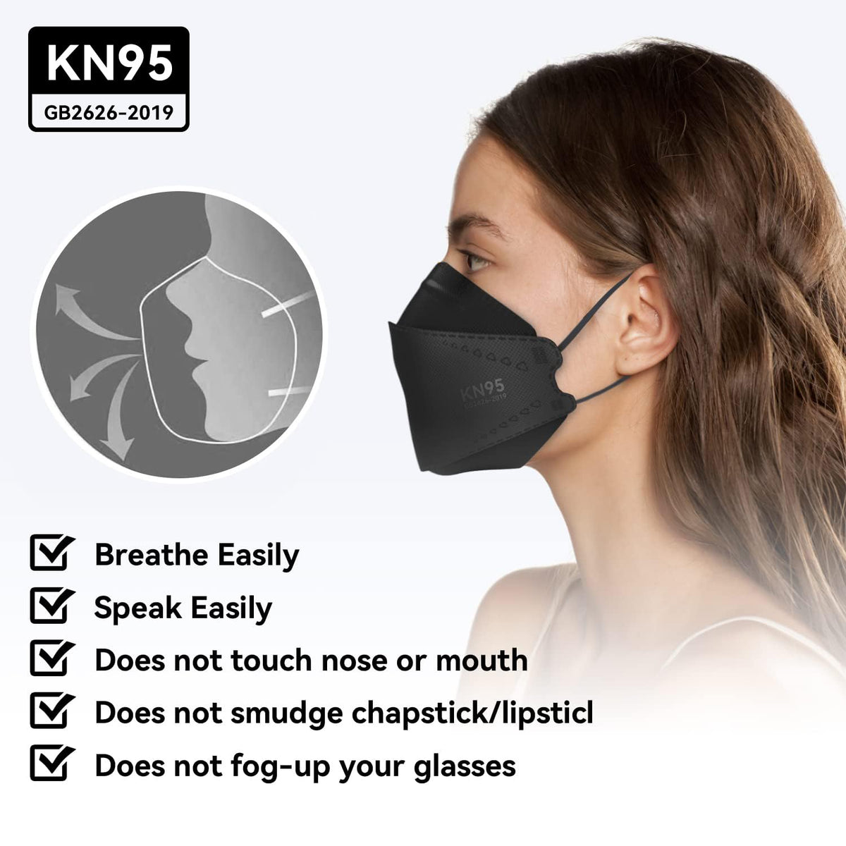 Keangs KN95 mask is thin and lightweight for breathable wear