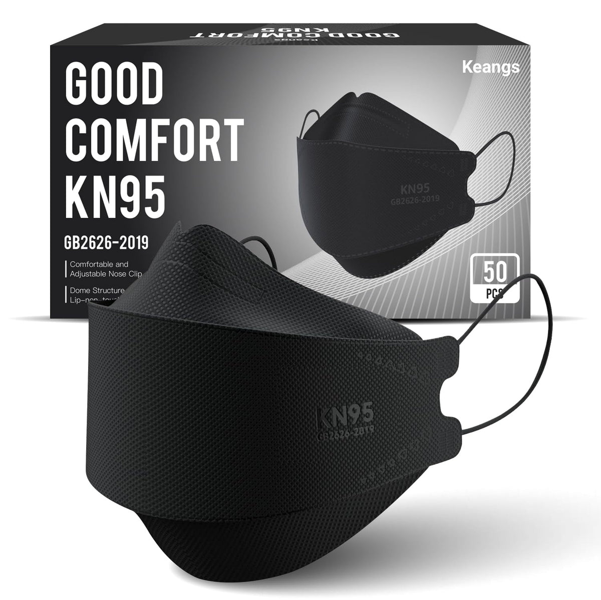 Keangs KN95 mask with soft ear loops for all-day comfort