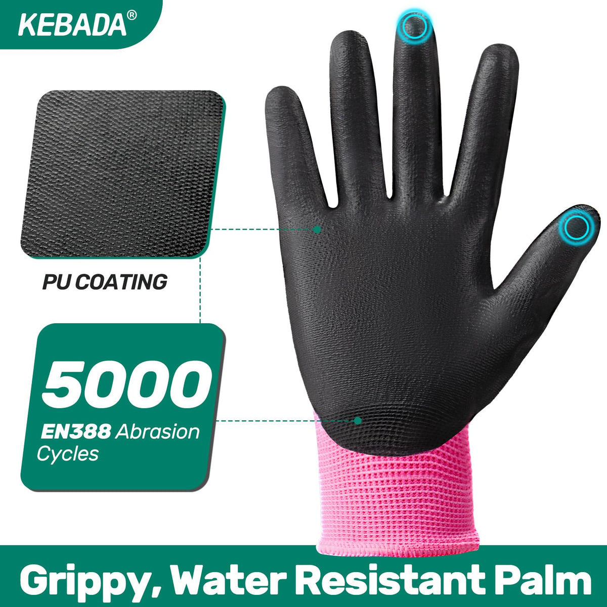 Kebada W1 12-pair pack of pink gloves for replacements.