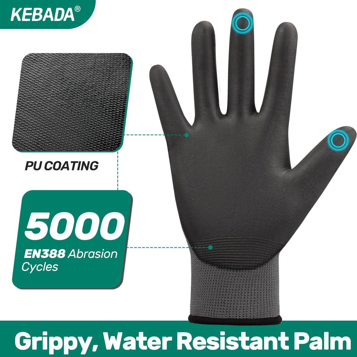 Kebada W1 gloves touchscreen fingertips enabling device use on site