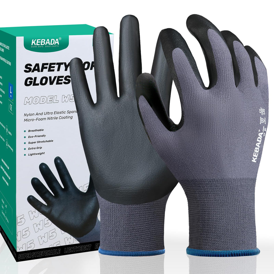 Kebada W5 foam-nitrile-gloves offer strong grip in oily conditions for mechanics