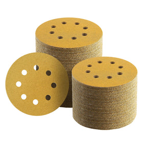 Keeimp 100-piece 5-inch discs with 8-hole design for secure sanding.