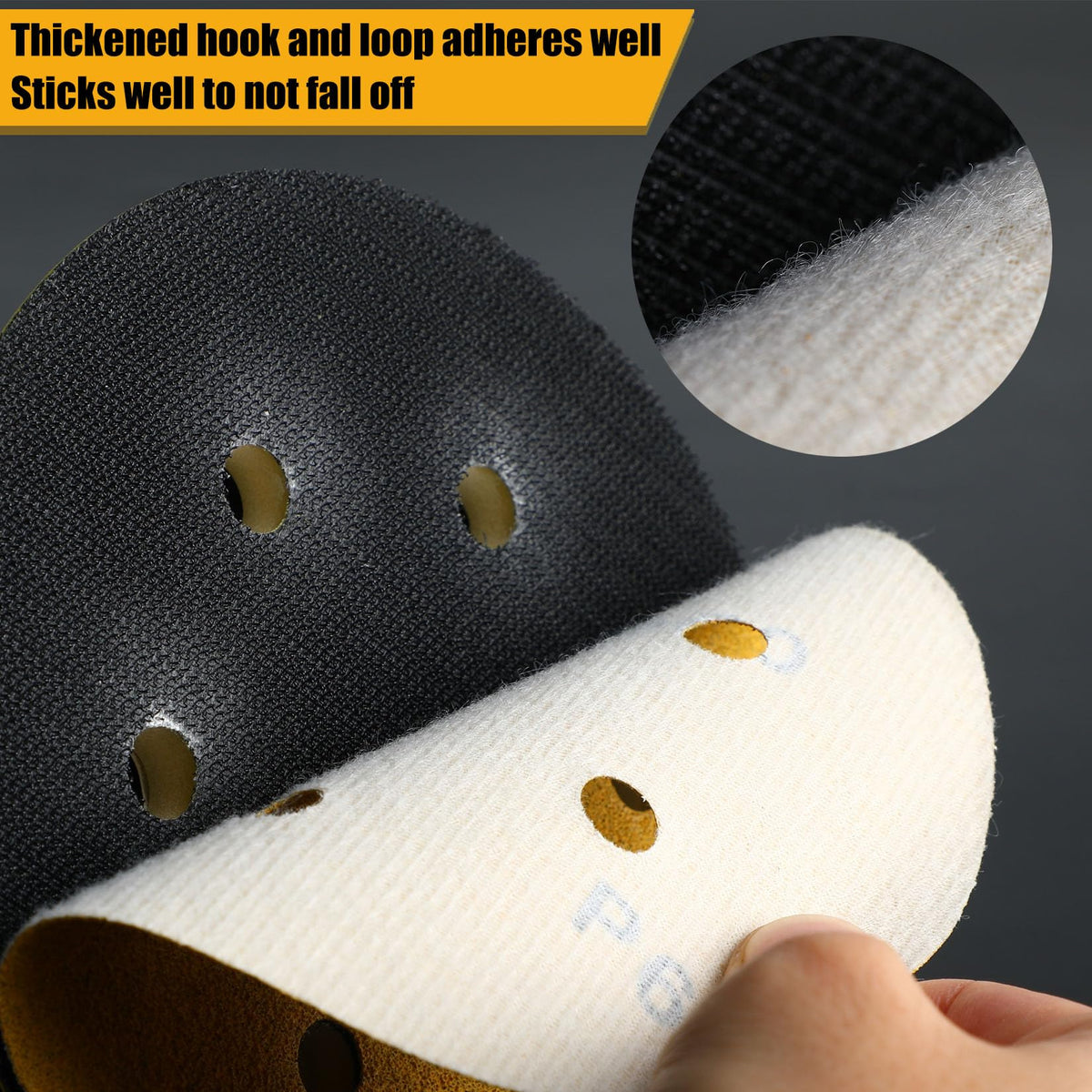Keeimp 6-hole design disc highlighting dust extraction during sanding.