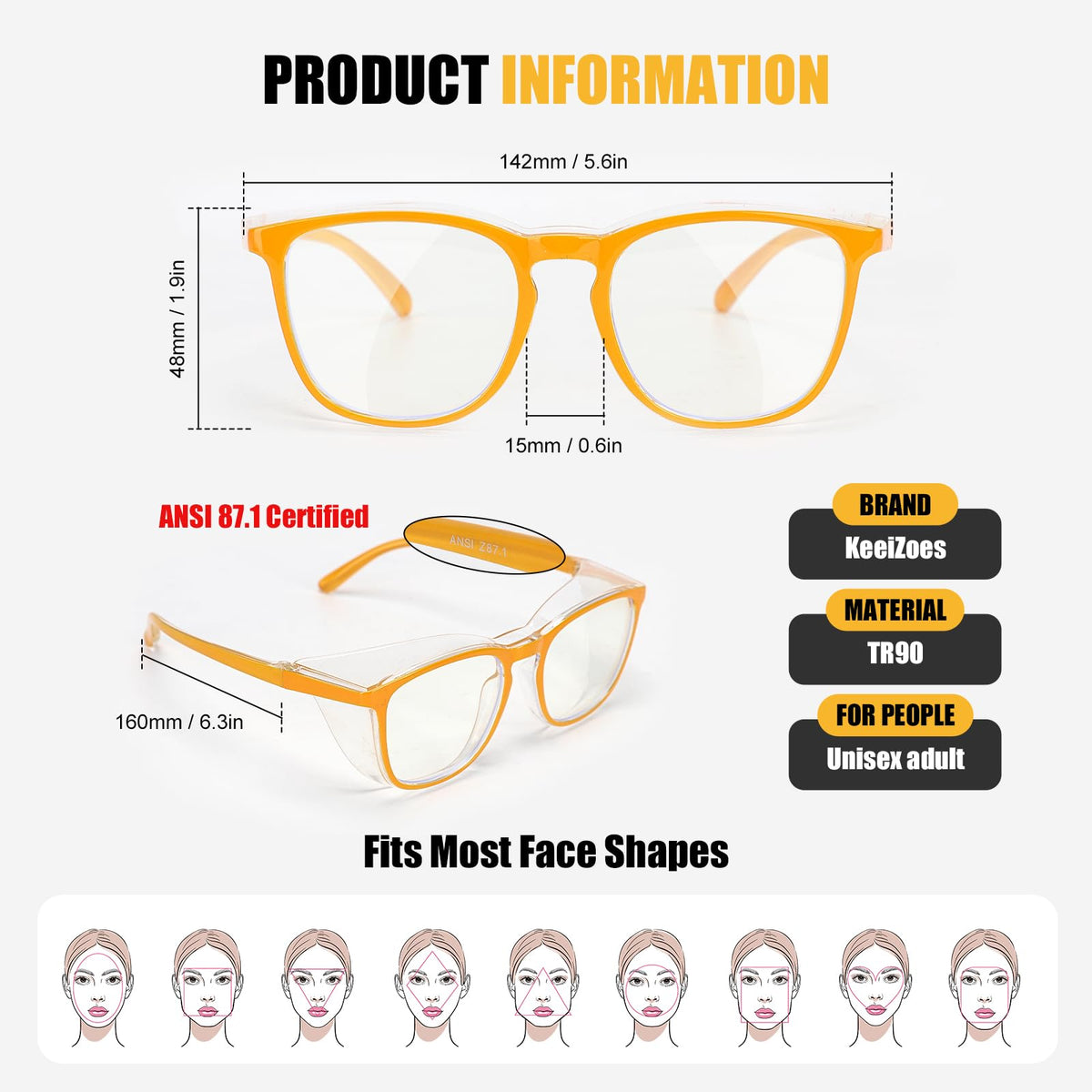 KeeiZoes ergonomic frame safety glasses deliver lightweight comfort.