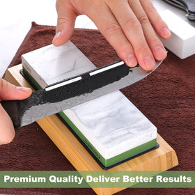 KEENBEST Whetstone angle guide demonstrating precise sharpening alignment