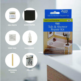 Keeney tub and shower repair kit white contents include putty and abrasives for repairs