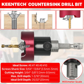 KEENTECH adjustable depth control ensures uniform hole depth in wood projects.
