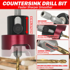 KEENTECH countersink works on softwood and hardwood for precise pre-drilling.