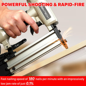 KEENTECH Pneumatic Pin Nailer ergonomic grip in action for reduced fatigue.