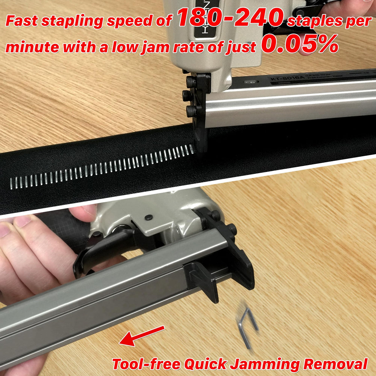 KEENTECH staple gun on woodworking setup for versatility