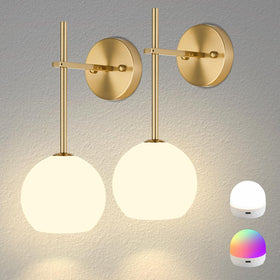 Keep Shinning gold battery wall sconce front view with warm glow for cozy ambiance