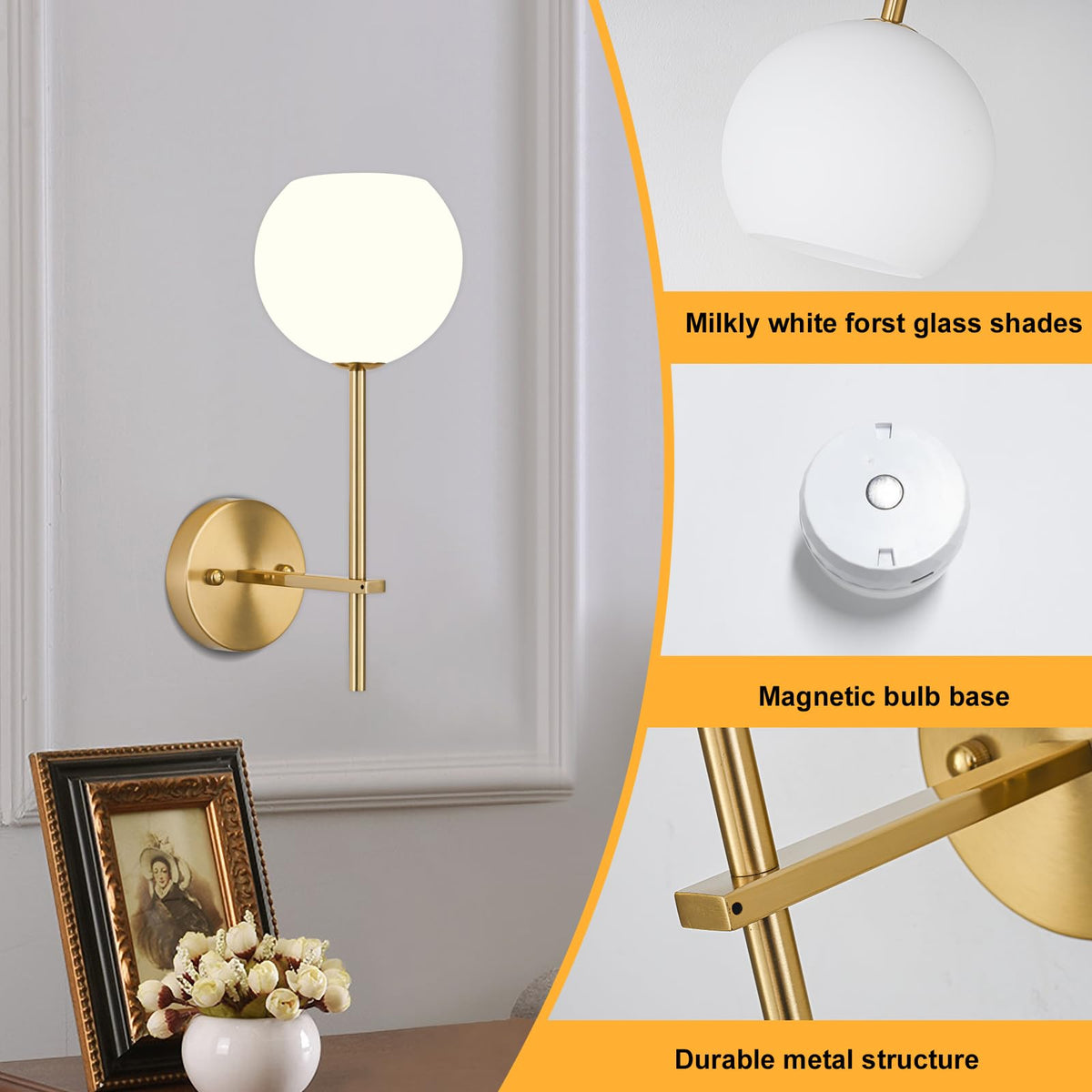 Keep Shinning gold wall sconce dimmed light setting options