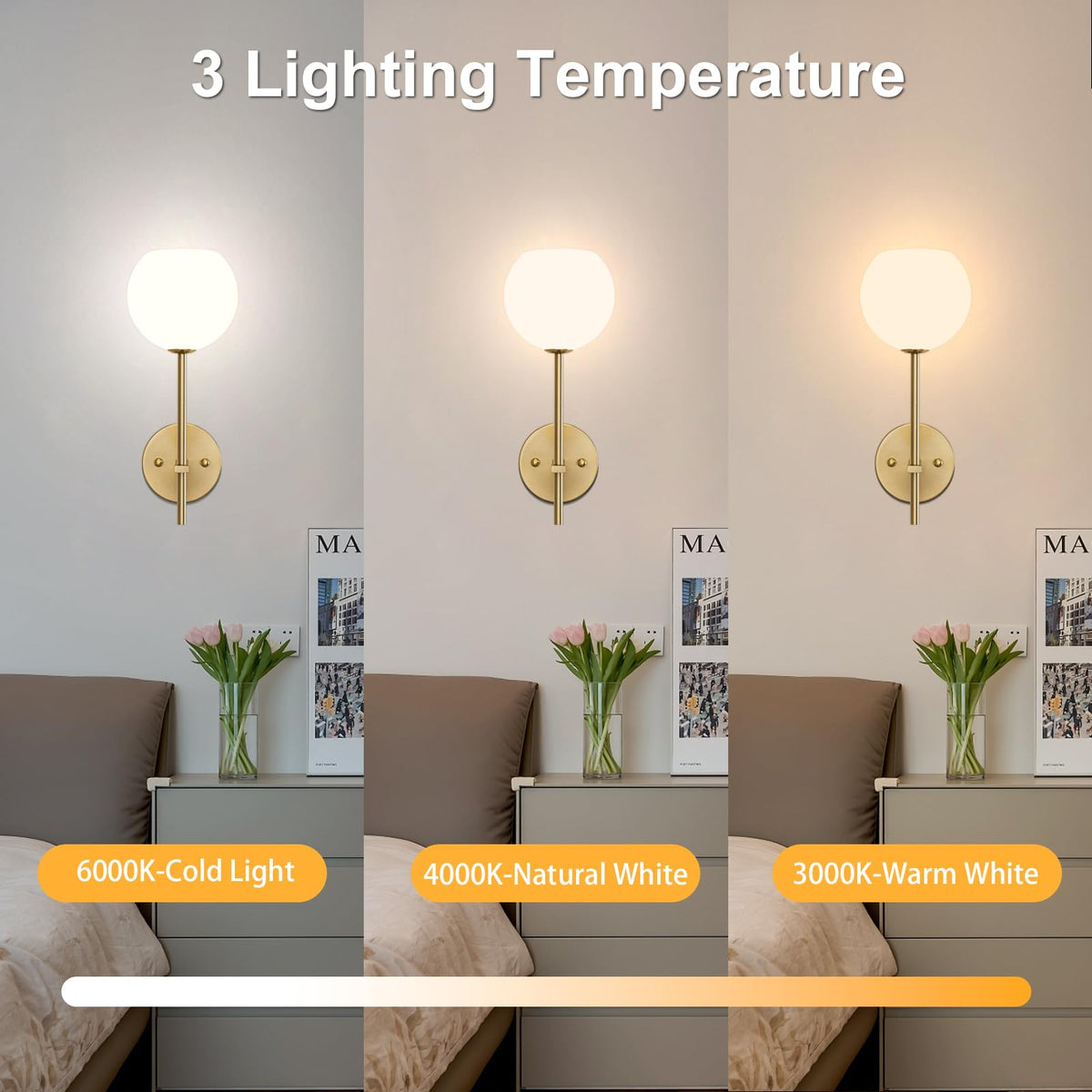 Keep Shinning gold wall sconce remote control use for easy dimming