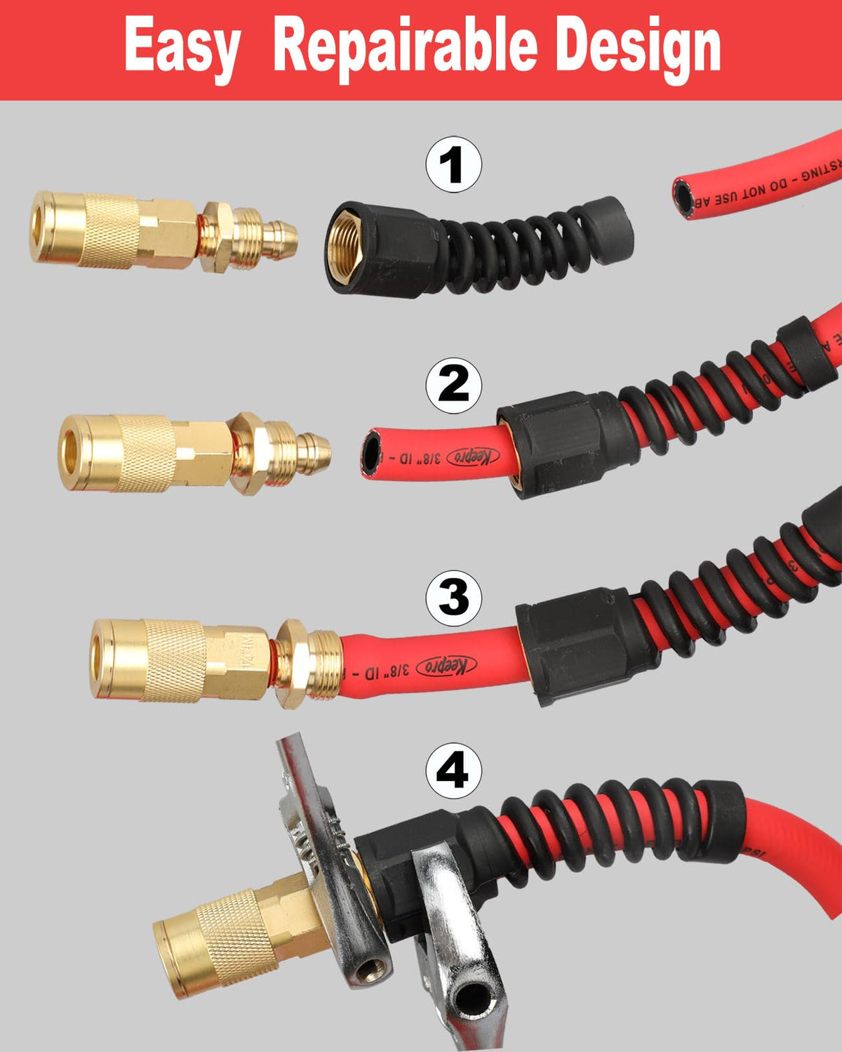 Keepro 3/8-inch ID hose rated to 300 PSI for consistent performance