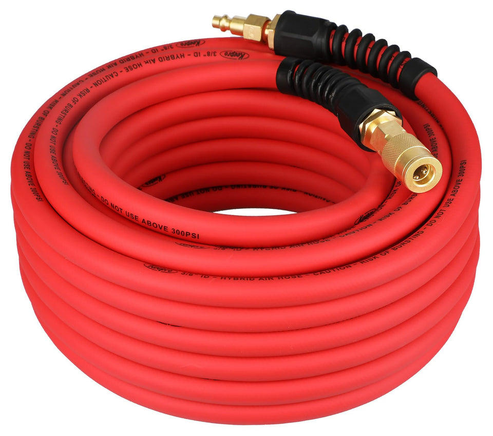 Keepro hybrid air hose with 50-foot red body for professional use