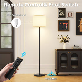 Keepsmile dimmable floor lamp in bedroom offering adjustable color temperature for reading.
