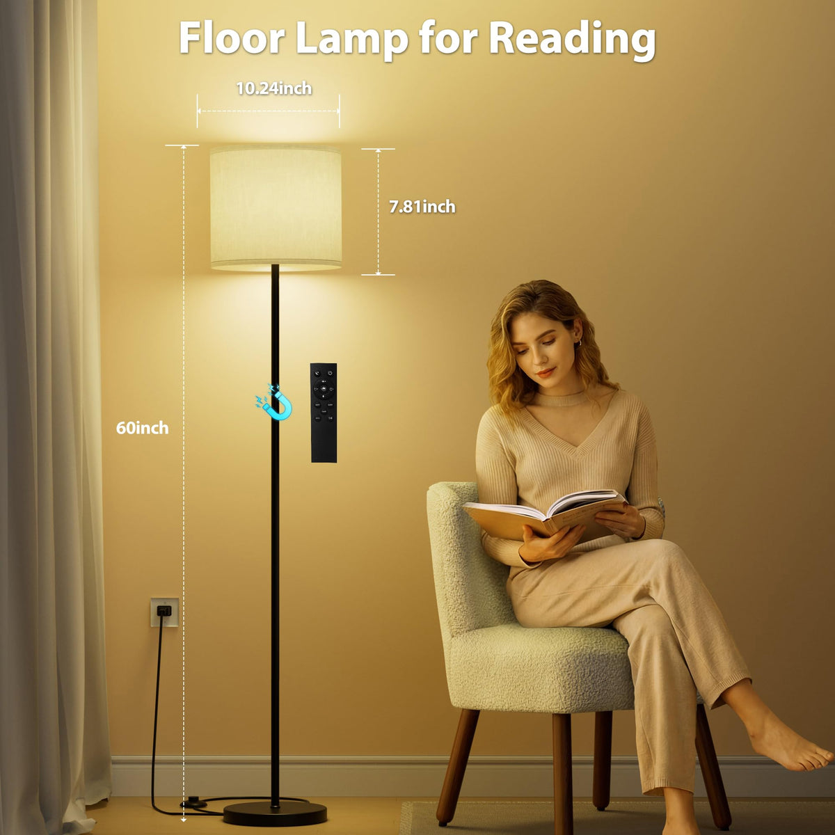 Keepsmile floor lamp in kid room with soft linen shade diffusion.