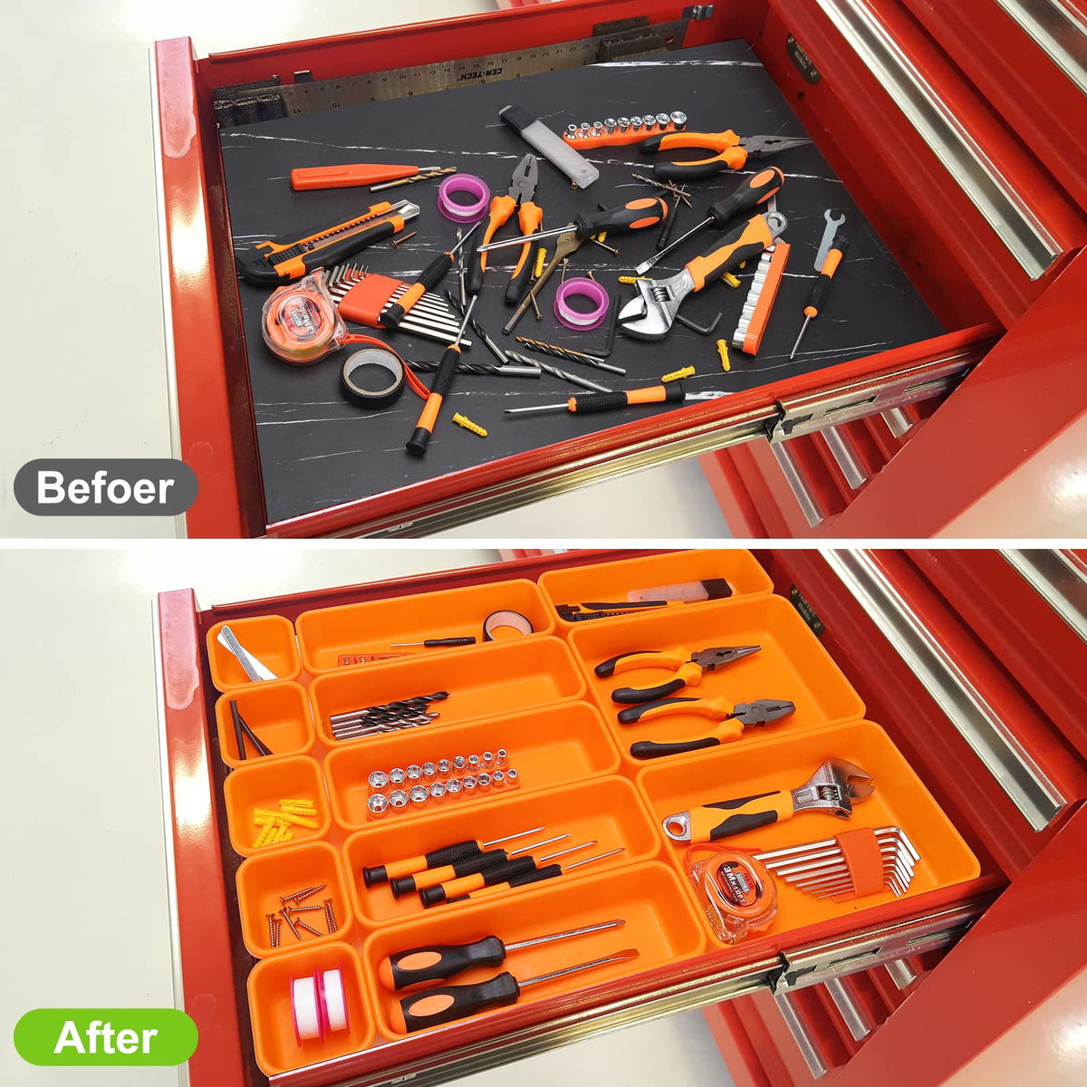 KeFanta 42-pack medium tray organizes mid-size tools for quick access.