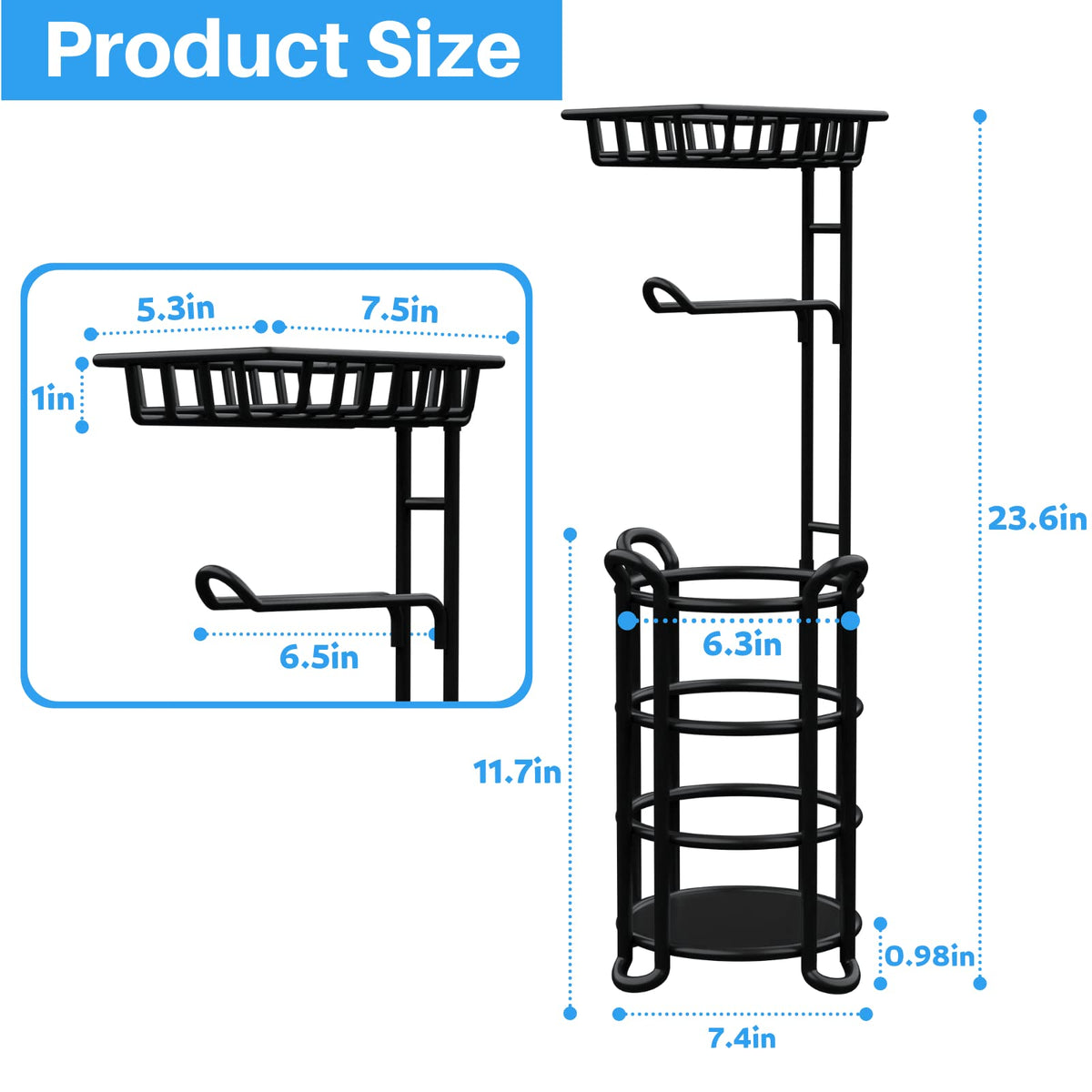 KeFanta free-standing bathroom organizer fits any layout.