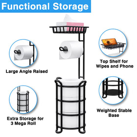 KeFanta sturdy black metal base keeps rolls stable and within reach.