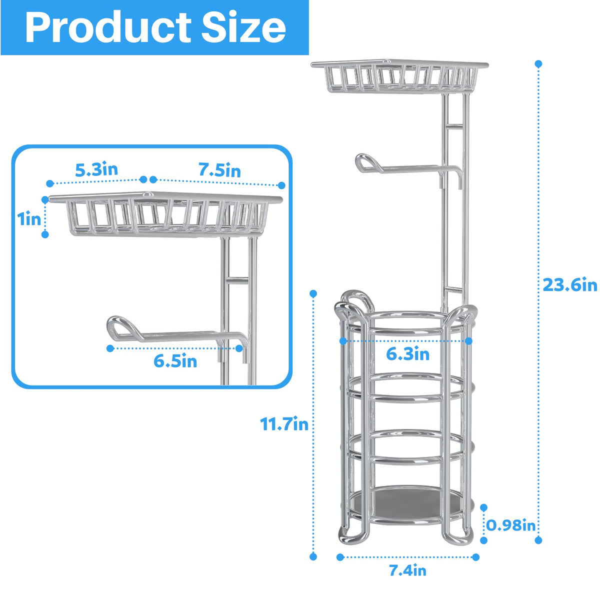 Kefanta chrome finish on the toilet paper stand complements modern bathrooms