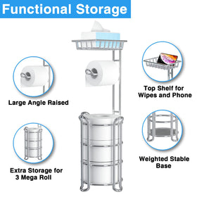 Kefanta toilet paper stand with shelf providing convenient storage for phone and wipes