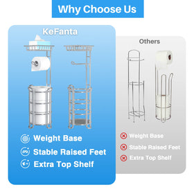 Kefanta chrome toilet paper stand features a sturdy base for stability