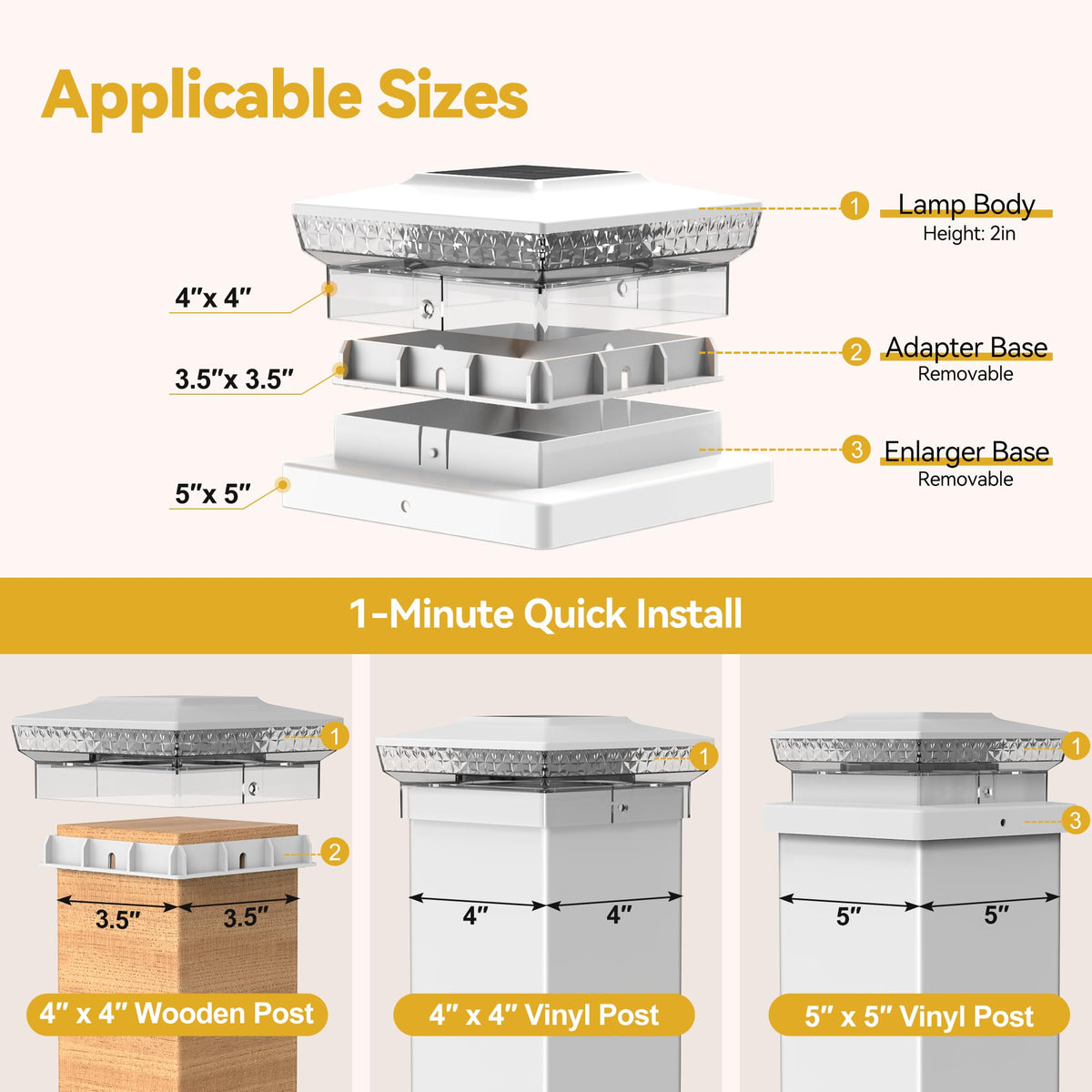 KEILAIMO 12-pack with adapters for 3.5x3.5, 4x4, and 5x5 posts.