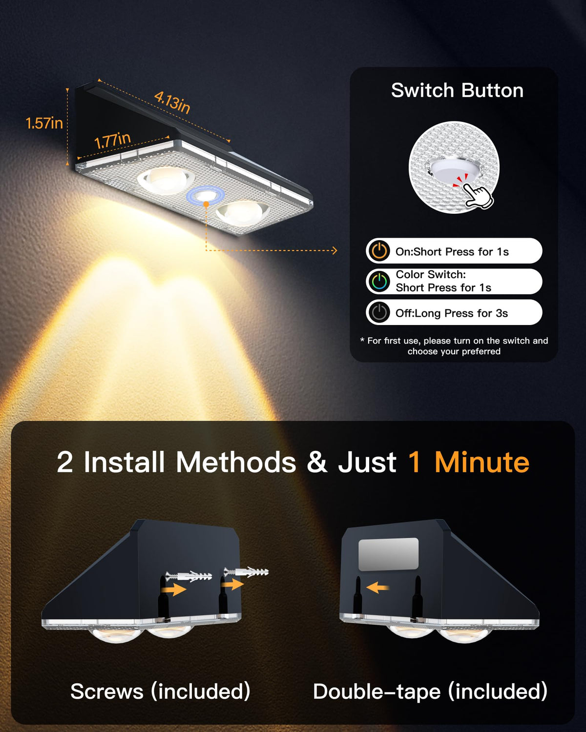 KEILAIMO Solar Fence Lights auto on-off and wiring-free operation