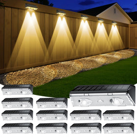 KEILAIMO Solar Fence Lights deck setup showing bright illumination for outdoor gatherings