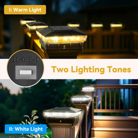 Keilaimo solar post-cap light on a 5x5 post top enhances fence-line visibility