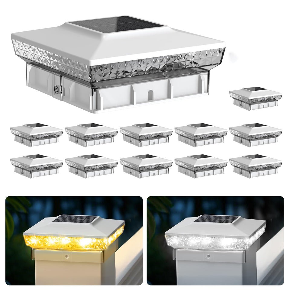 KEILAIMO solar post cap light on a 4x4 post delivering warm ambient deck lighting.