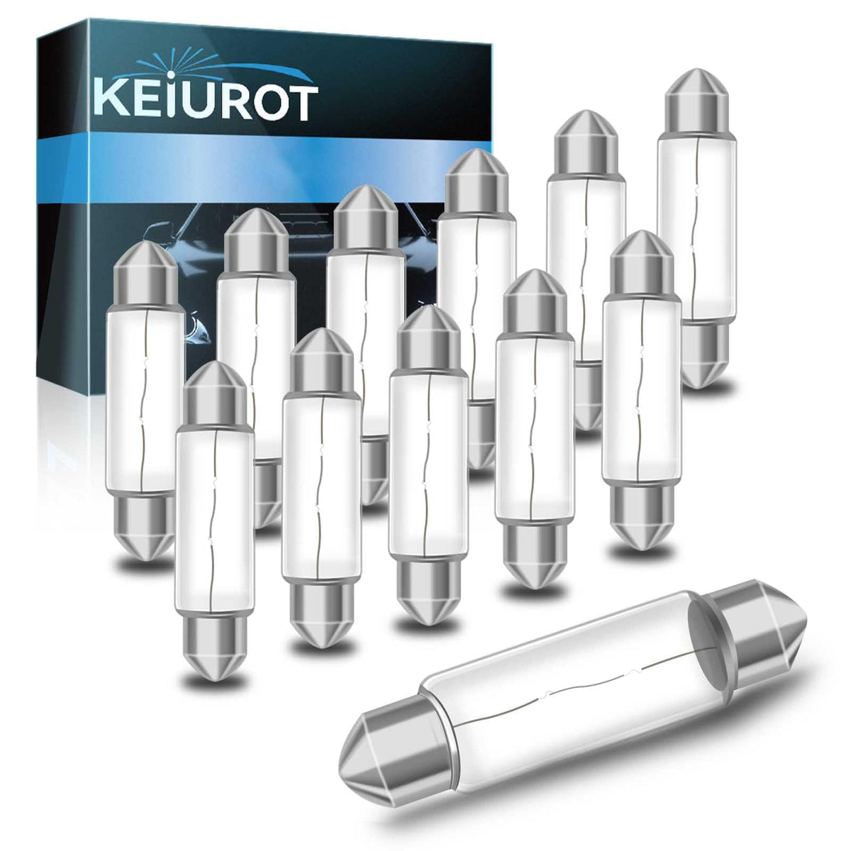 Keiurot undercabinet 12V festoon bulb closeup shows warm Xenon light for kitchen tasks.