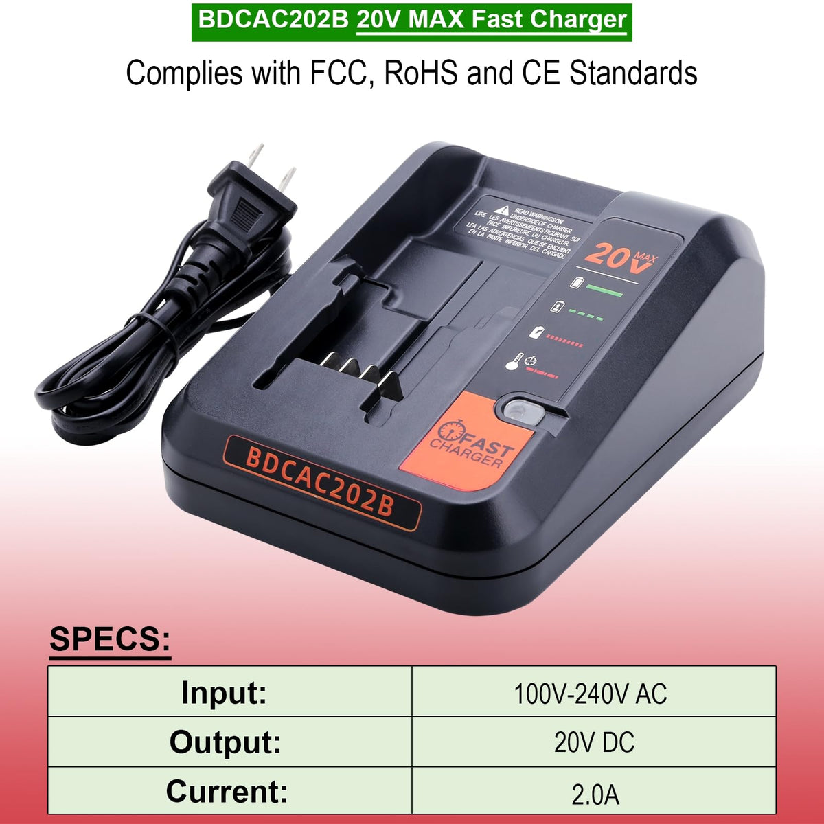 Kekepowtobat BDCAC202B LED indicator shows charging status clearly